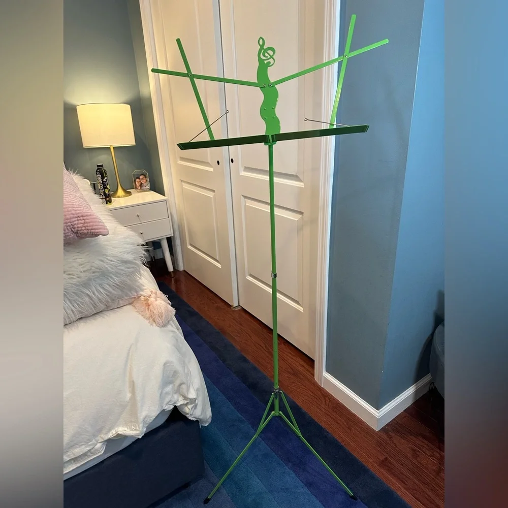 Deluxe Aluminum Collapsible Music Stand with Adjustable Tray, Lime Green